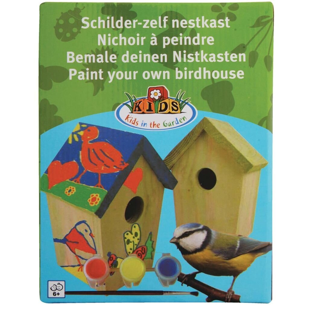 Esschert Design DIY linnunpöntön Paint 14.8x11.7x20 cm KG145 hinta ja tiedot | Lintulaudat ja lintuhäkit | hobbyhall.fi