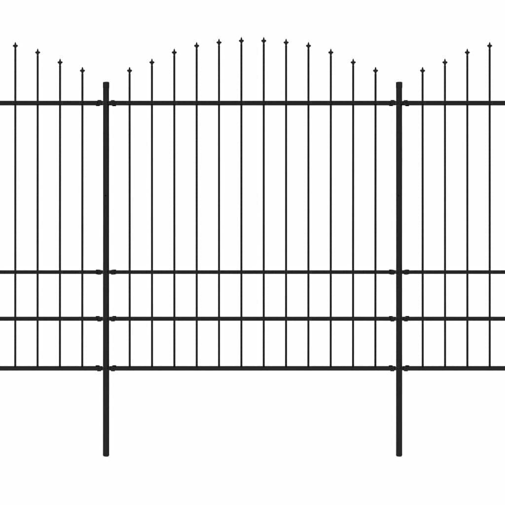 vidaXL Puutarha-aita keihäskärjillä teräs (1,75-2)x3,4 m musta hinta ja tiedot | Aidat ja tarvikkeet | hobbyhall.fi