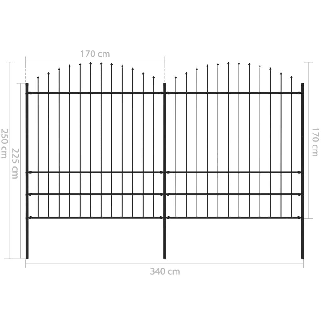 vidaXL Puutarha-aita keihäskärjillä teräs (1,75-2)x3,4 m musta hinta ja tiedot | Aidat ja tarvikkeet | hobbyhall.fi