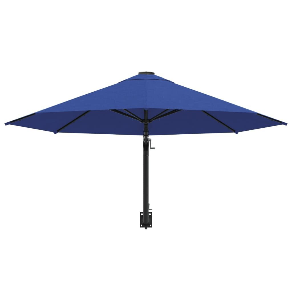 vidaXL Seinäkiinnitteinen aurinkovarjo metallitolppa 300 cm sininen hinta ja tiedot | Aurinkovarjot ja markiisit | hobbyhall.fi