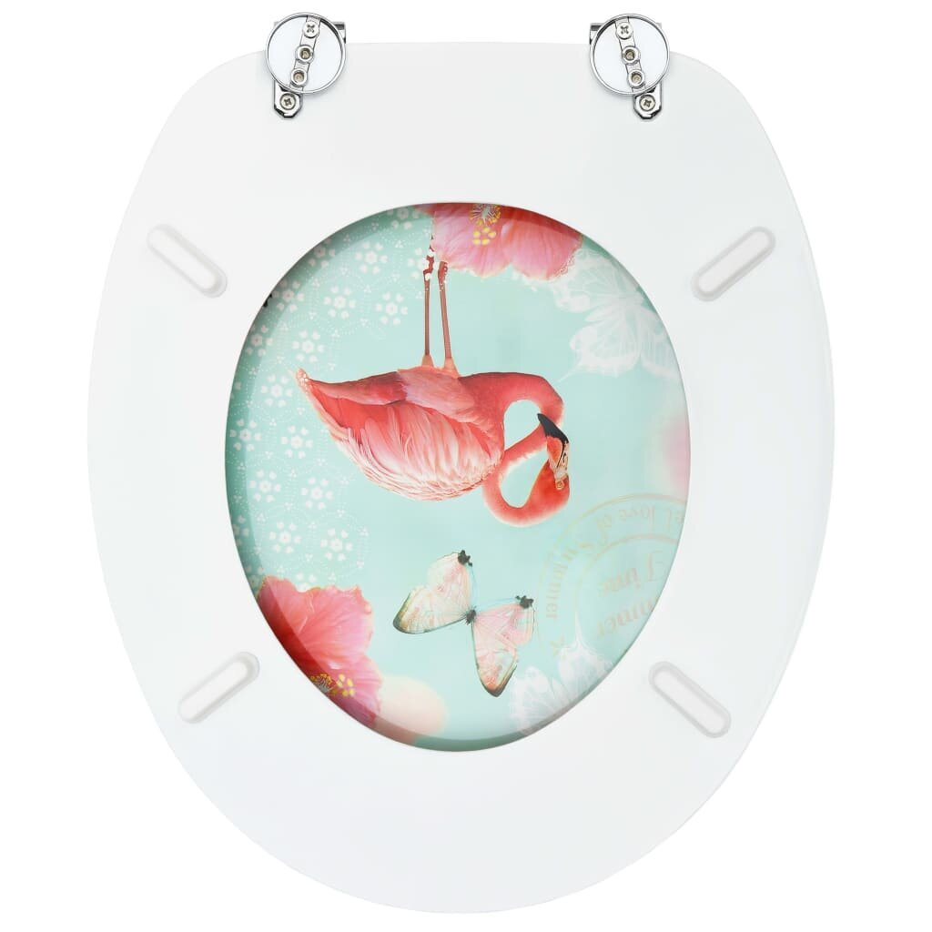 vidaXL WC-istuimet kansilla 2 kpl MDF flamingokuosi hinta ja tiedot | WC-istuimen lisätarvikkeet | hobbyhall.fi