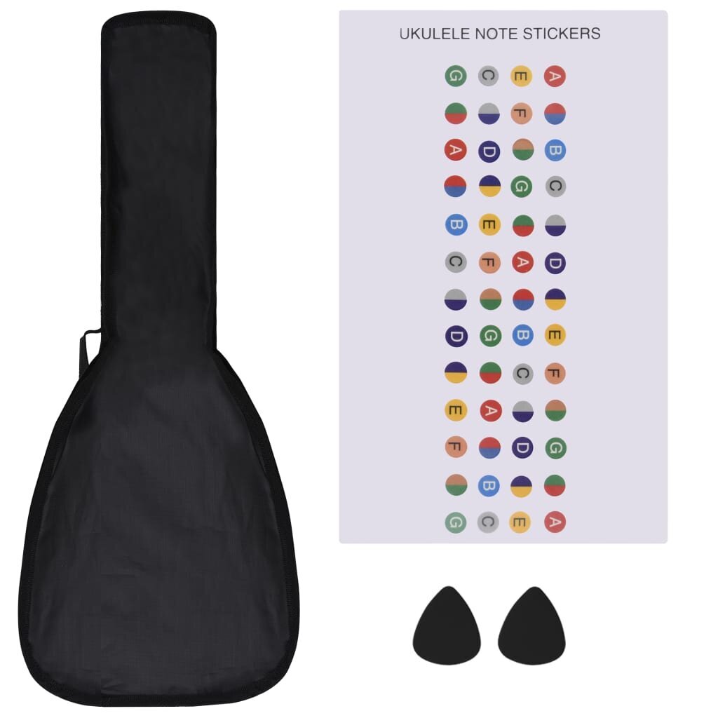 vidaXL Sopraano ukulelesarja laukulla lapsille musta 21" hinta ja tiedot | Kitarat | hobbyhall.fi