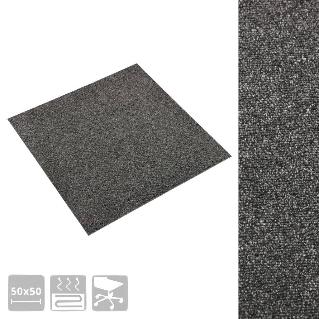 vidaXL Tekstiililaatta 20 kpl 5 m² 50x50 cm antrasiitti hinta ja tiedot | Isot matot | hobbyhall.fi