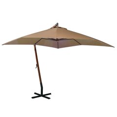 vidaXL Riippuva päivänvarjo tangolla harmaanruskea 3x3 m täysi kuusi hinta ja tiedot | Aurinkovarjot ja markiisit | hobbyhall.fi