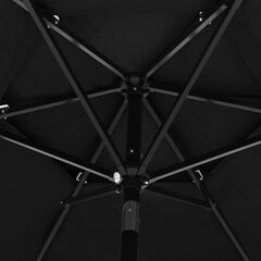 vidaXL 3-tasoinen aurinkovarjo alumiinitanko musta 2,5 m hinta ja tiedot | Aurinkovarjot ja markiisit | hobbyhall.fi