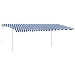 vidaXL Automaattisesti sisäänkelattava markiisi 6x3 m sinivalkoinen hinta ja tiedot | Aurinkovarjot ja markiisit | hobbyhall.fi