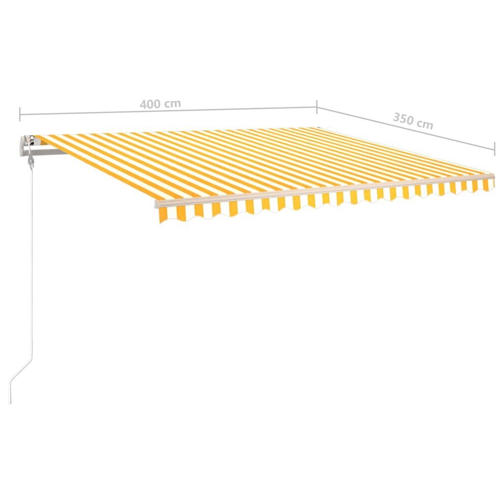 vidaXL Manuaalisesti kelattava markiisi LED-valot 4x3,5 m keltavalk. hinta ja tiedot | Aurinkovarjot ja markiisit | hobbyhall.fi