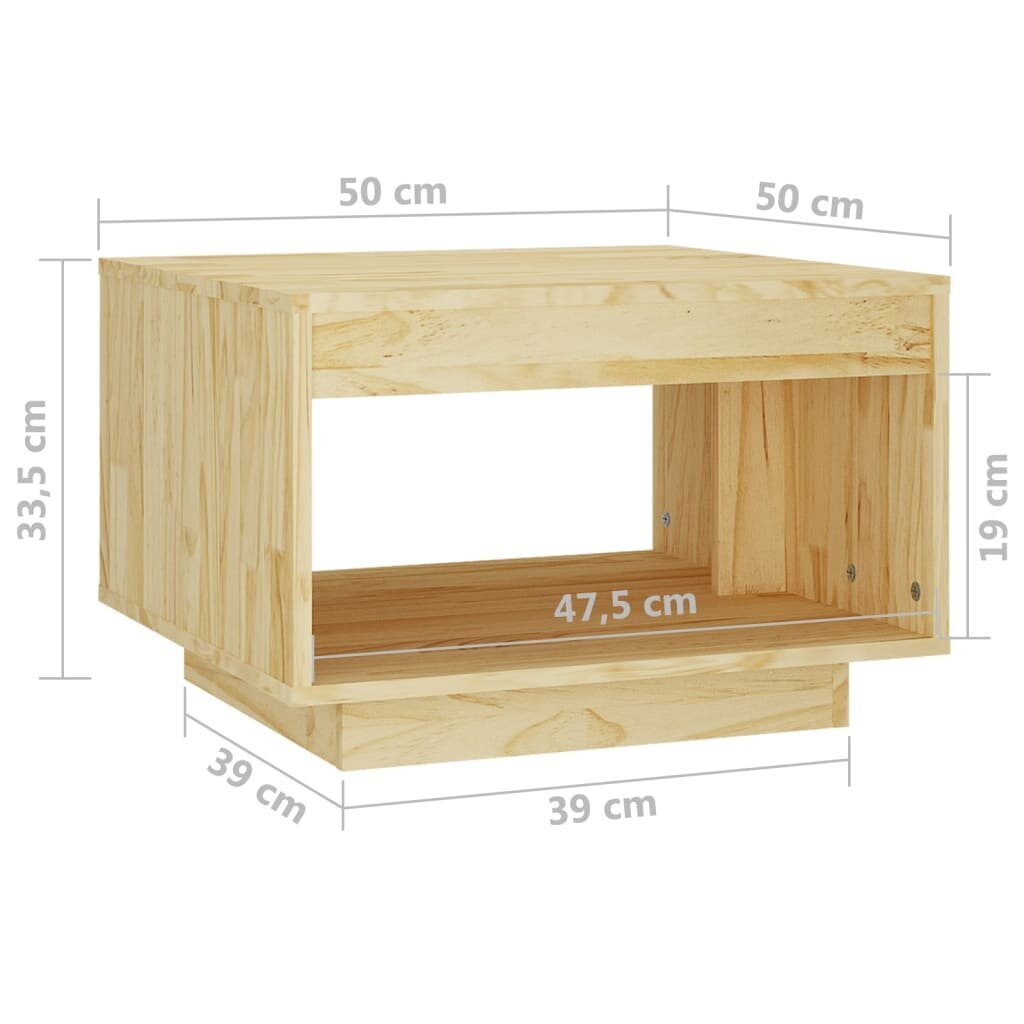 vidaXL Sohvapöytä 50x50x33,5 cm täysi mänty hinta ja tiedot | Sohvapöydät | hobbyhall.fi