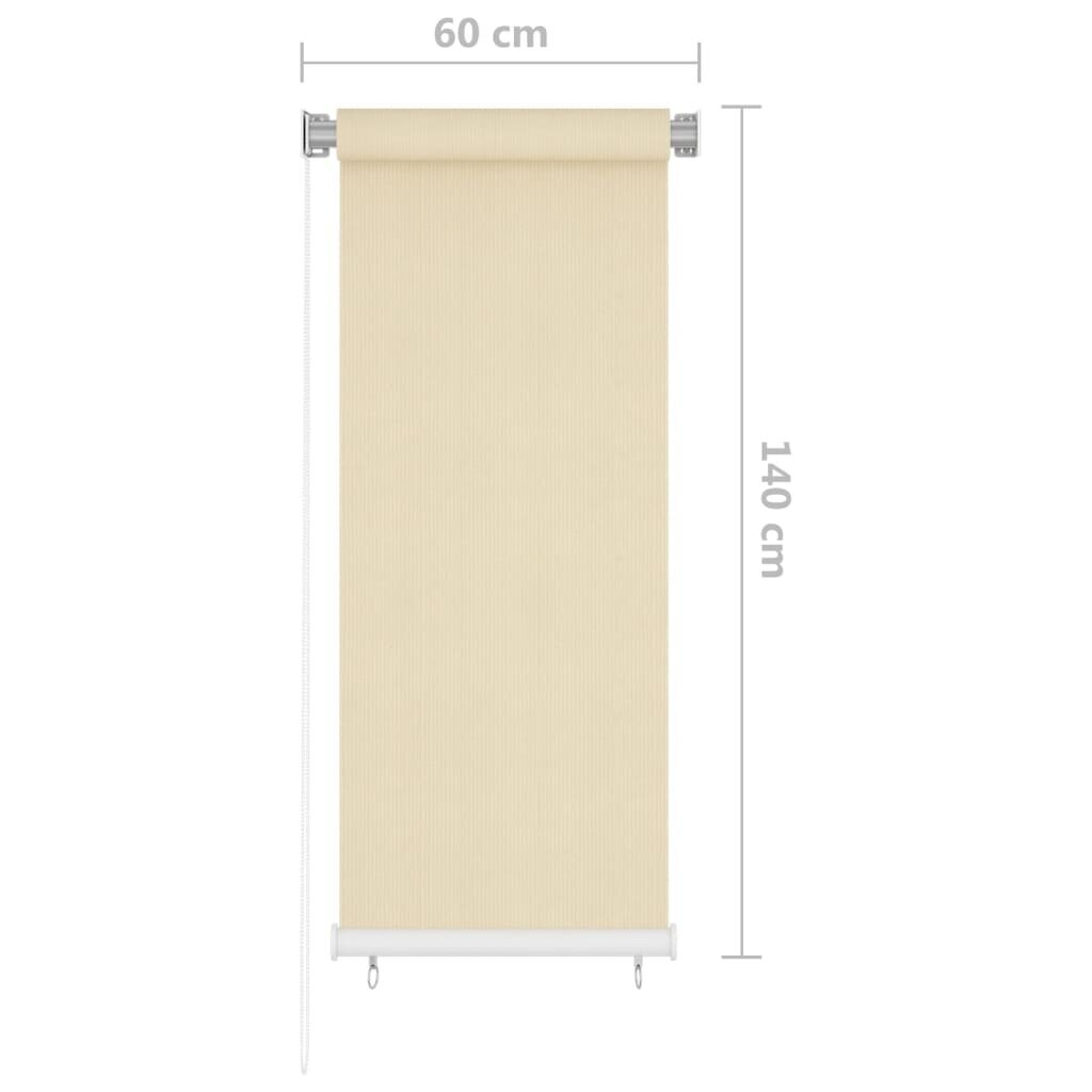 vidaXL Rullaverho ulkotiloihin kerma 60x140 cm HDPE hinta ja tiedot | Kaihtimet | hobbyhall.fi