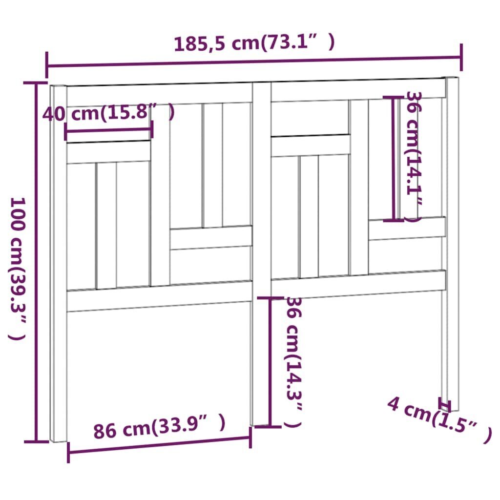 vidaXL Sängynpääty 185,5x4x100 cm täysi mänty hinta ja tiedot | Sängyt | hobbyhall.fi