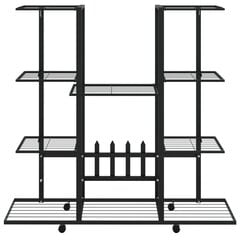 vidaXL Kukkateline pyörillä 94,5x24,5x91,5 cm musta rauta hinta ja tiedot | Kukkatelineet ja kukkapöydät | hobbyhall.fi