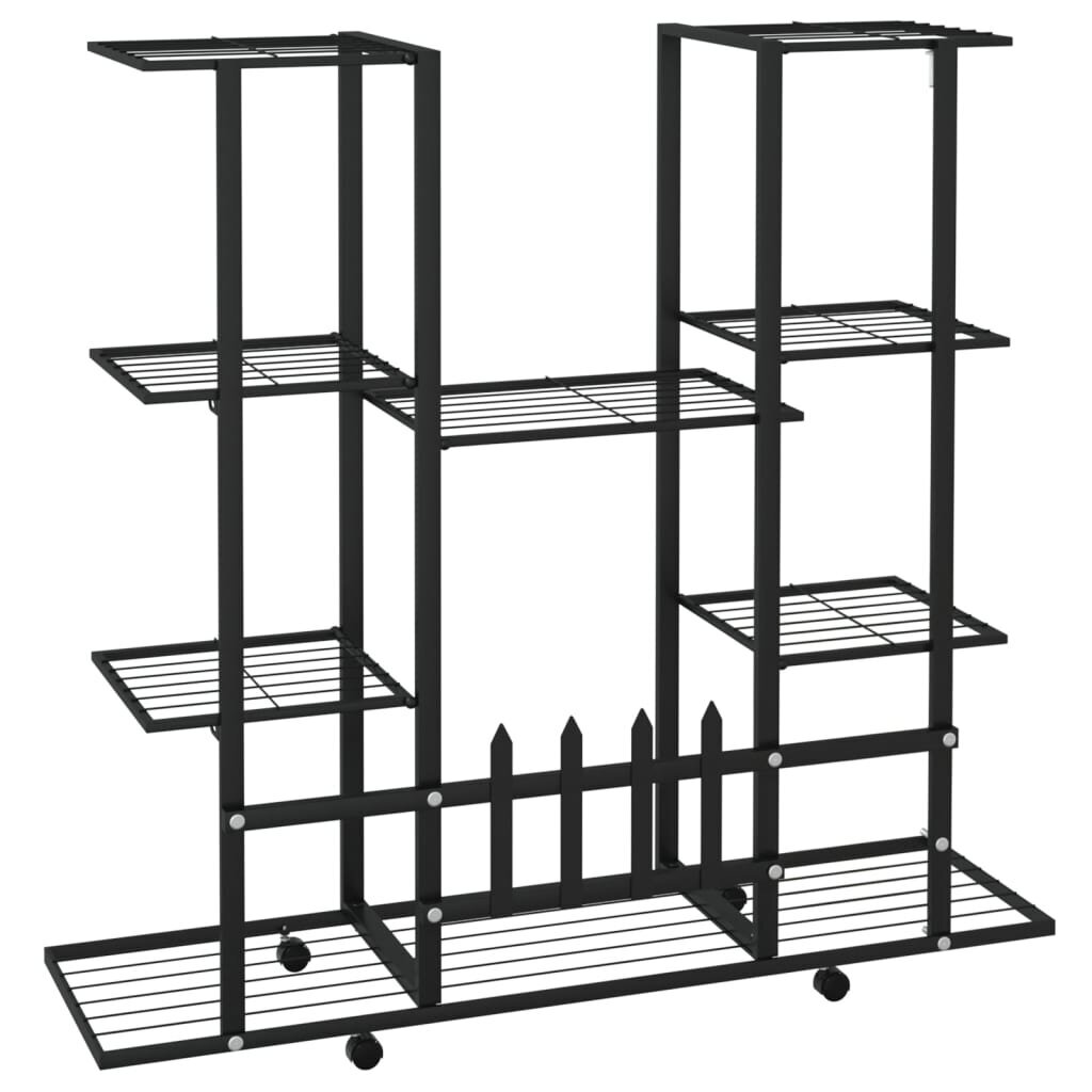 vidaXL Kukkateline pyörillä 94,5x24,5x91,5 cm musta rauta hinta ja tiedot | Kukkatelineet ja kukkapöydät | hobbyhall.fi