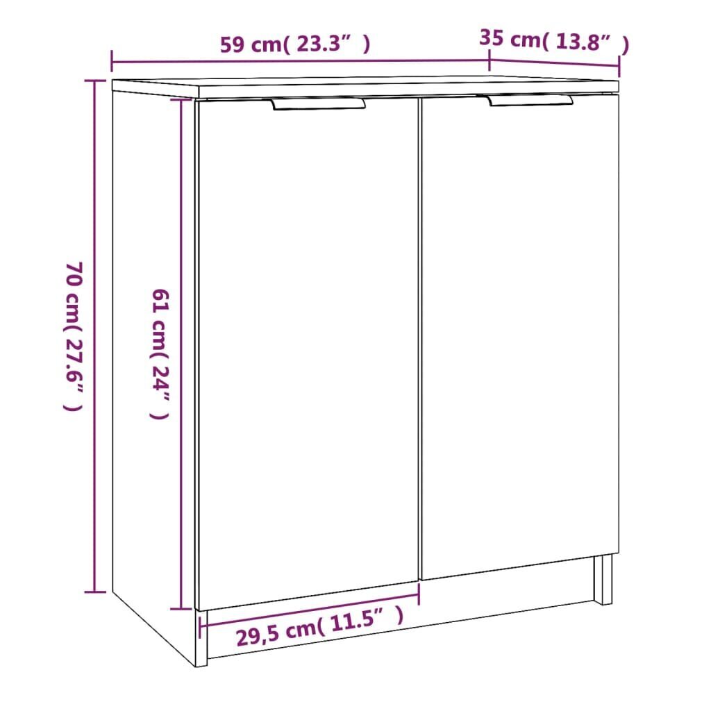 vidaXL Kenkäkaappi korkeakiilto valkoinen 59x35x70 cm tekninen puu hinta ja tiedot | Kenkäkaapit ja -hyllyt | hobbyhall.fi