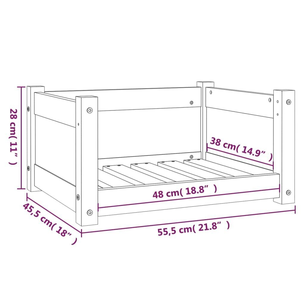 vidaXL Koiransänky 65,5x50,5x28 cm täysi mänty hinta ja tiedot | Pedit ja pesät | hobbyhall.fi