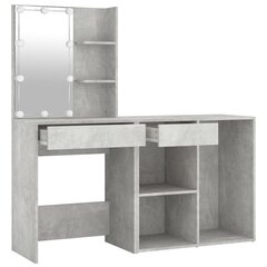 vidaXL LED-peilipöytä kaapilla betoninharmaa tekninen puu hinta ja tiedot | Peilipöydät | hobbyhall.fi