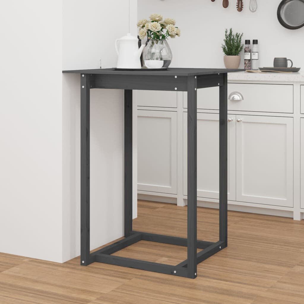 vidaXL Baaripöytä harmaa 80x80x110 cm täysi mänty hinta ja tiedot | Ruokapöydät | hobbyhall.fi
