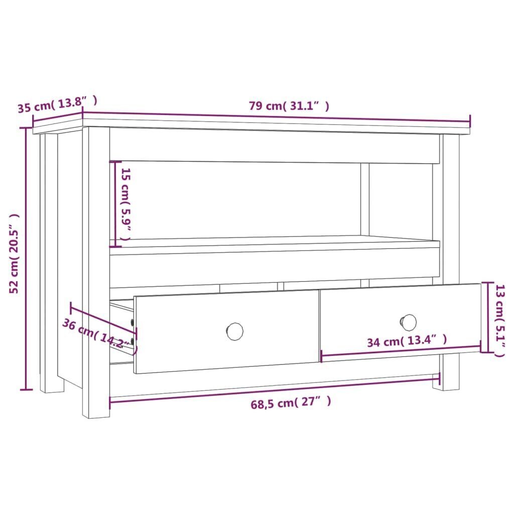 vidaXL TV-taso musta 79x35x52 cm täysi mänty hinta ja tiedot | TV-tasot | hobbyhall.fi