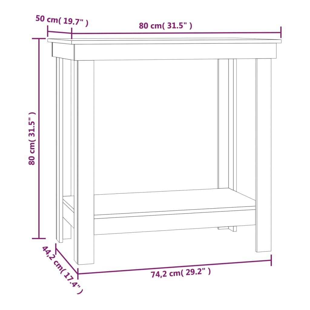 vidaXL Työpenkki hunajanruskea 80x50x80 cm täysi mänty hinta ja tiedot | Sahat ja sirkkelit | hobbyhall.fi