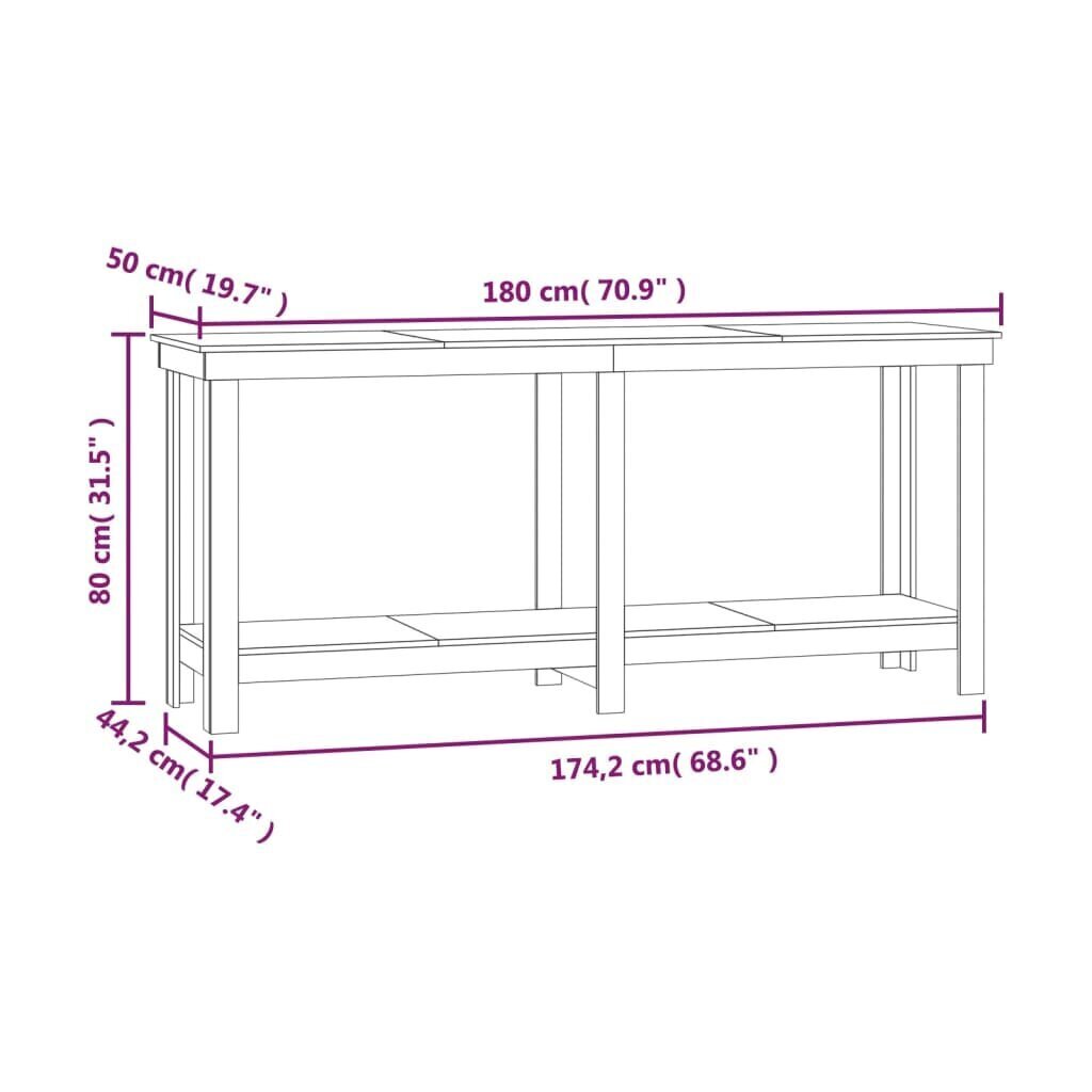 vidaXL Työpenkki musta 180x50x80 cm täysi mänty hinta ja tiedot | Sahat ja sirkkelit | hobbyhall.fi