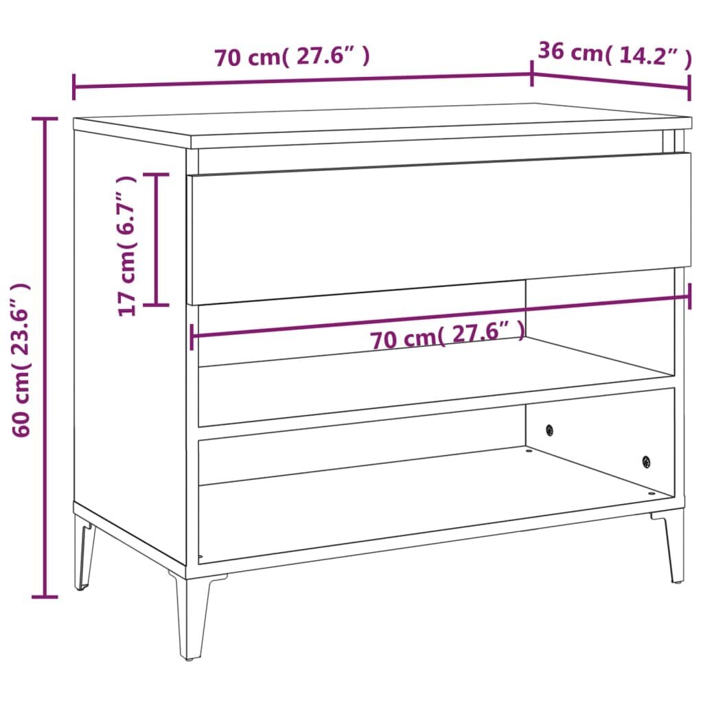 vidaXL Kenkäkaappi betoninharmaa 70x36x60 cm tekninen puu hinta ja tiedot | Kenkäkaapit ja -hyllyt | hobbyhall.fi