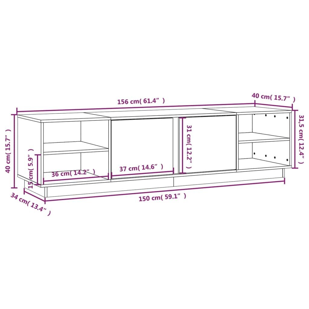 vidaXL TV-taso musta 156x40x40 cm täysi mänty hinta ja tiedot | TV-tasot | hobbyhall.fi