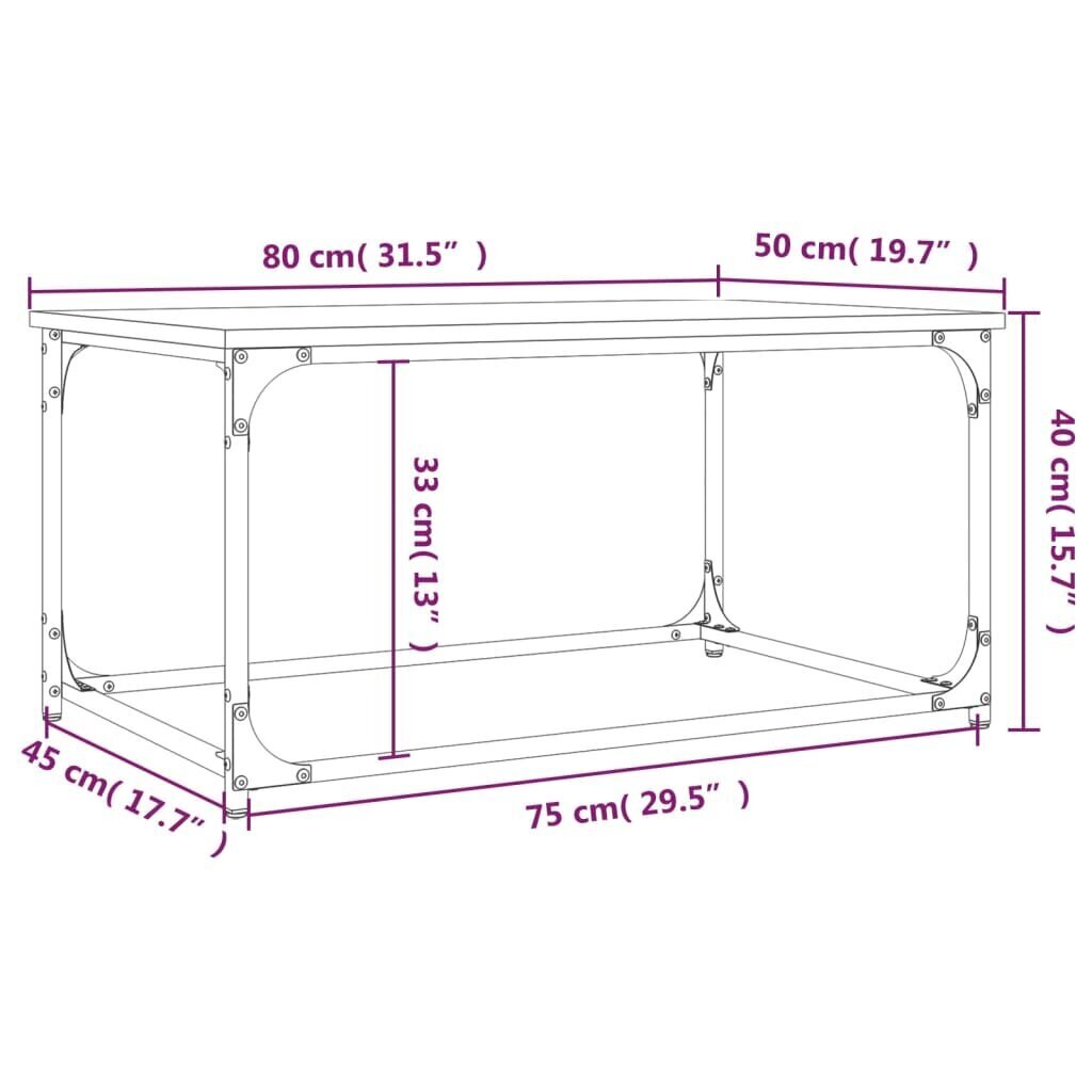 vidaXL Sohvapöytä savutammi 80x50x40 cm tekninen puu ja rauta hinta ja tiedot | Sohvapöydät | hobbyhall.fi