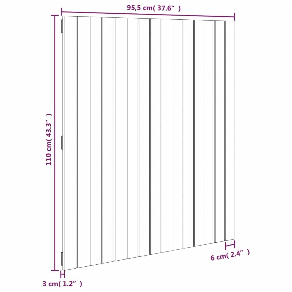 vidaXL Sängynpääty seinälle hunajanruskea 95,5x3x110 cm täysi mänty hinta ja tiedot | Sängyt | hobbyhall.fi