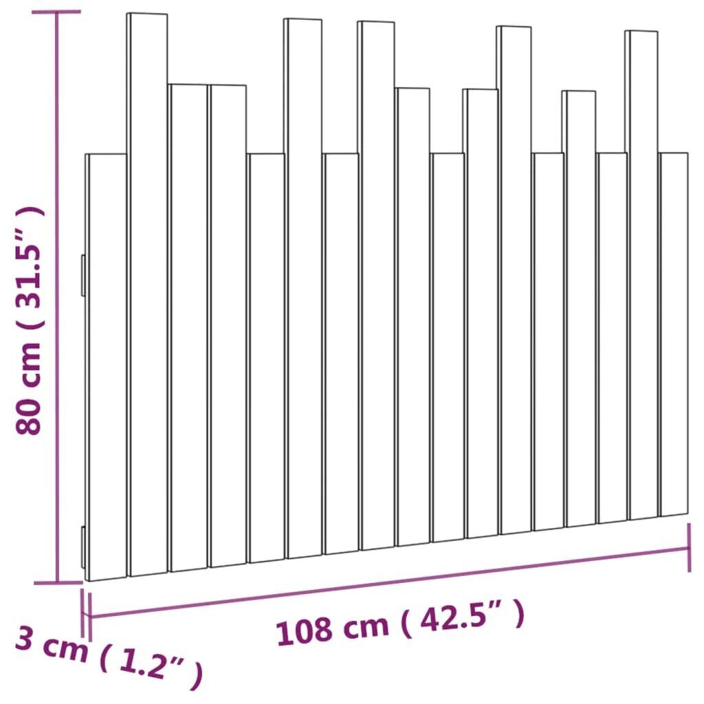 vidaXL Sängynpääty seinälle harmaa 108x3x80 cm täysi mänty hinta ja tiedot | Sängyt | hobbyhall.fi