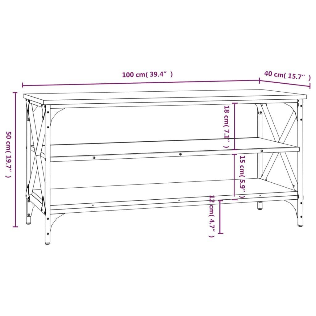 vidaXL TV-taso harmaa Sonoma 100x40x50 cm tekninen puu hinta ja tiedot | TV-tasot | hobbyhall.fi