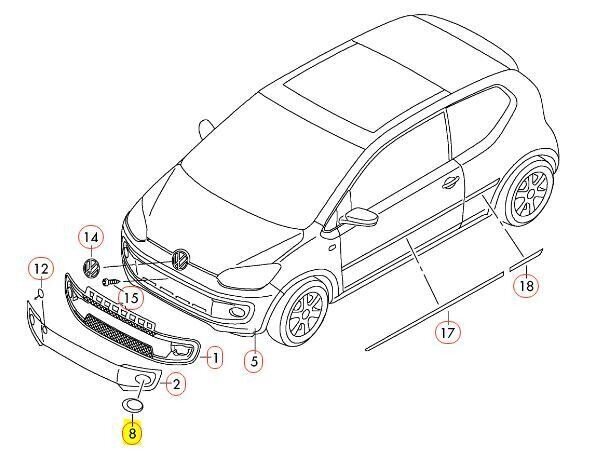 VW LOAD UP Vasemmanpuoleinen etusumuvalojen suojusverhoilu Aito 1S0853399A2ZZ hinta ja tiedot | Lisätarvikkeet autoiluun | hobbyhall.fi