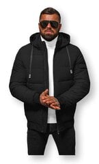 Musta miesten tikattu takki hupulla Mino JS/31M5006-53272-XXL hinta ja tiedot | Miesten ulkoilutakit | hobbyhall.fi