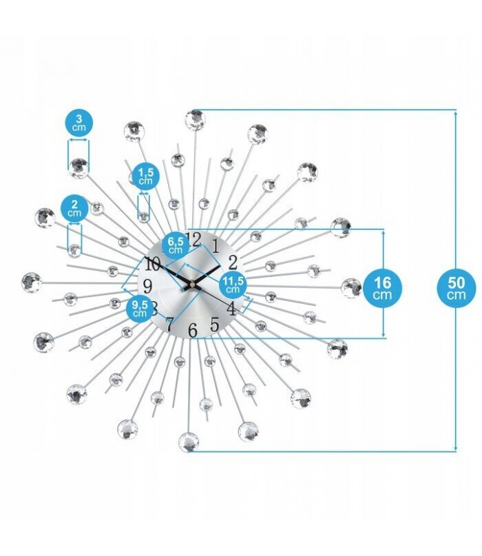 Tyylikäs seinäkello, 50cm hinta ja tiedot | Kellot | hobbyhall.fi