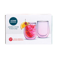 Andrea color kaksinkertaiset lasikupit, 300 ml, vaaleanpunainen hinta ja tiedot | Lasit, mukit ja kannut | hobbyhall.fi