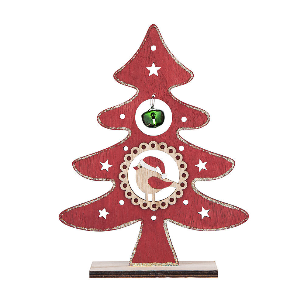 Puinen joulukuusen hahmo koristeineen 16,5x5x21,5 cm punainen hinta ja tiedot | Joulukoristeet | hobbyhall.fi