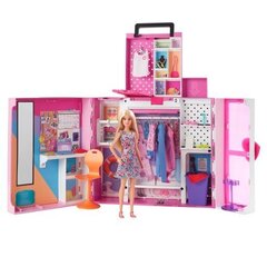 Barbie-vaatekaappi nukella ja 36 asusteella Barbie HGX57 hinta ja tiedot | Tyttöjen lelut | hobbyhall.fi