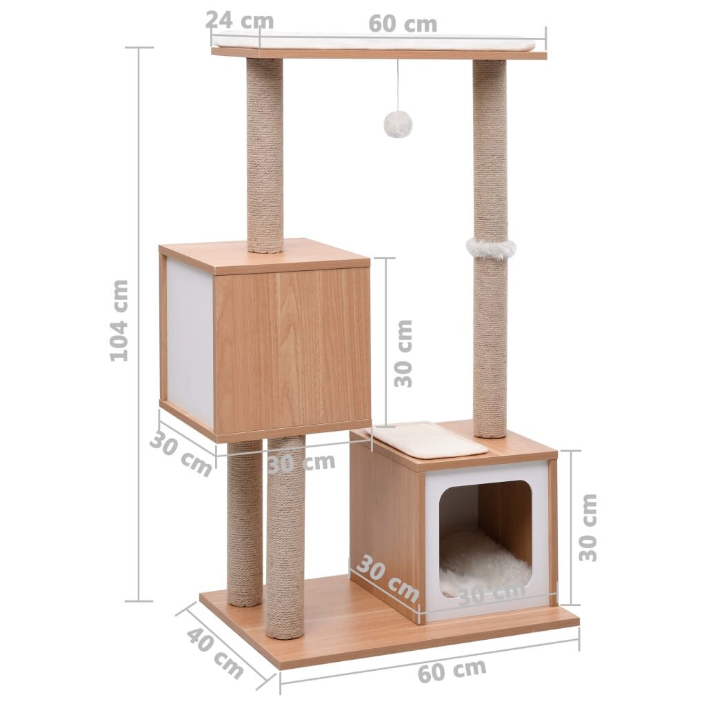 vidaXL Kissan kiipeilypuu sisal-raapimismatolla 104 cm hinta ja tiedot | Raapimispuut ja kiipeilypuut | hobbyhall.fi