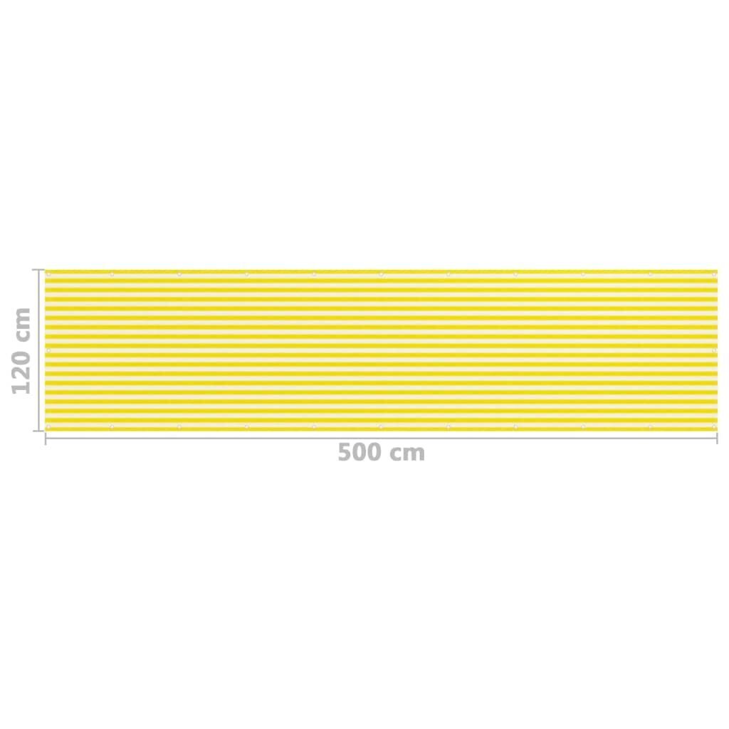 vidaXL Parvekkeen suoja keltainen ja valkoinen 120x500 cm HDPE hinta ja tiedot | Aurinkovarjot ja markiisit | hobbyhall.fi