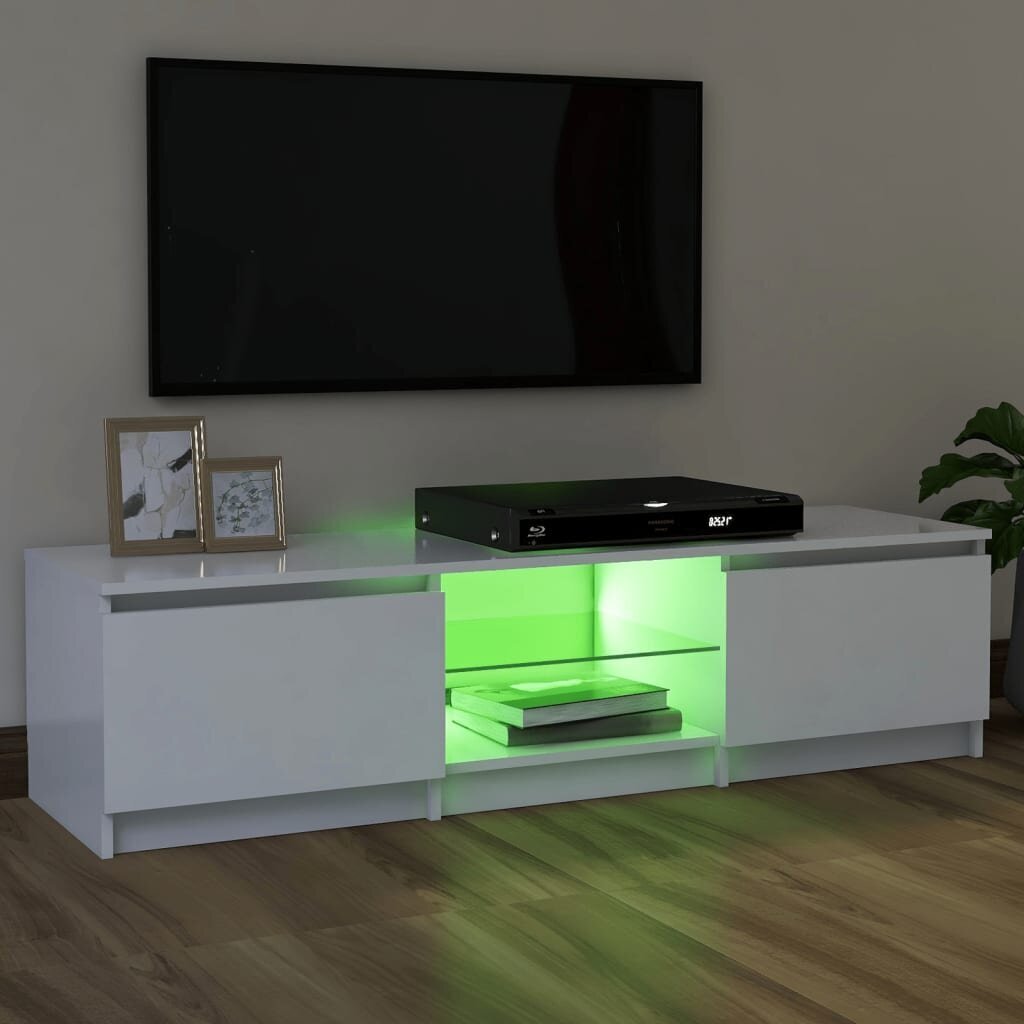 vidaXL TV-taso LED-valoilla valkoinen 120x30x35,5 cm hinta ja tiedot | TV-tasot | hobbyhall.fi