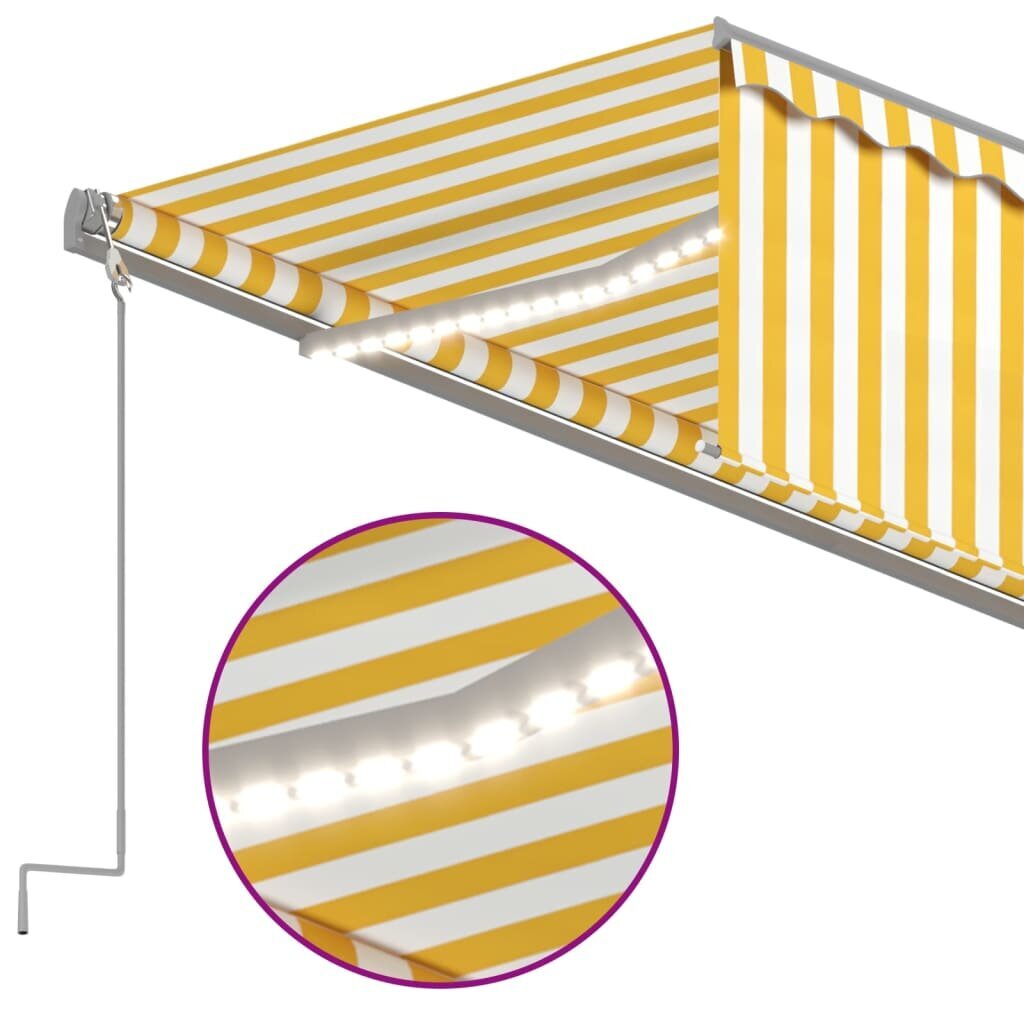 vidaXL Automaattimarkiisi verho/LED/tuulisensori 6x3 m keltavalkoinen hinta ja tiedot | Aurinkovarjot ja markiisit | hobbyhall.fi