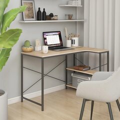 vidaXL Tietokonepöytä musta ja tammi 110x72x70 cm lastulevy hinta ja tiedot | Tietokonepöydät ja työpöydät | hobbyhall.fi