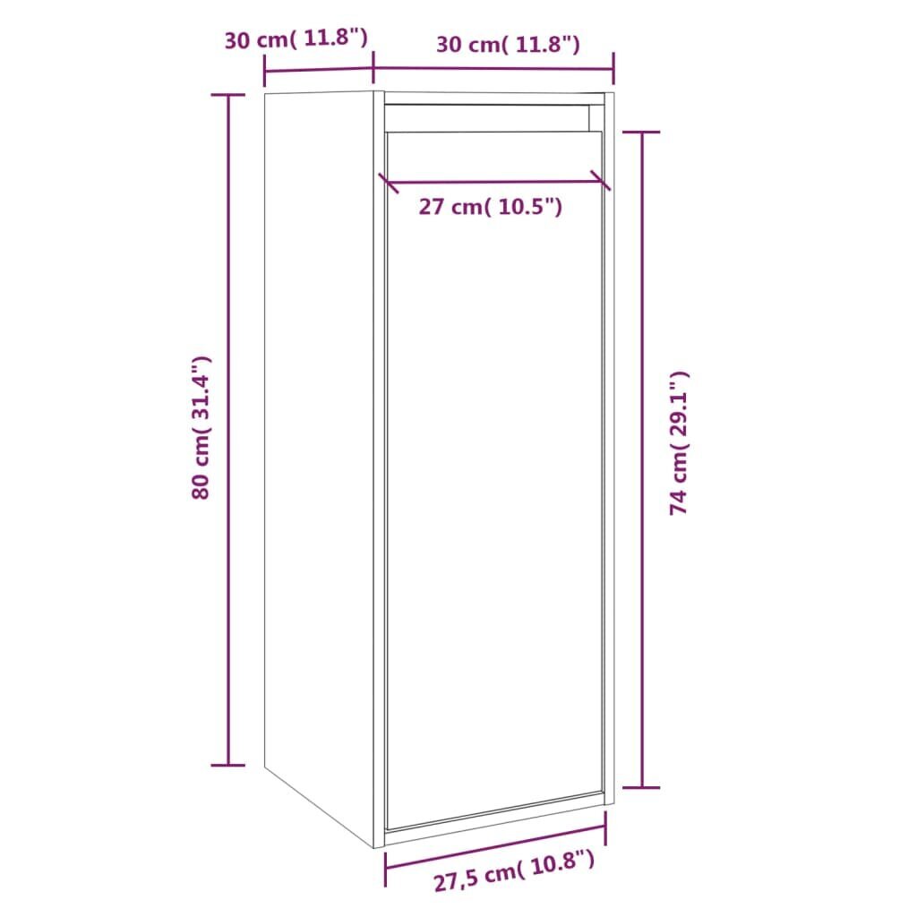 vidaXL Seinäkaappi valkoinen 30x30x80 cm täysi mänty hinta ja tiedot | Hyllyt | hobbyhall.fi