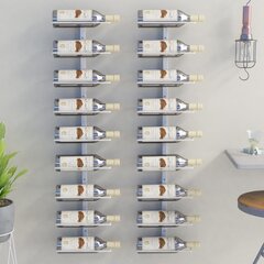 vidaXL Seinäkiinnitettävä viinipulloteline 9 pullolle 2 kpl valkoinen hinta ja tiedot | Keittiövälineet | hobbyhall.fi