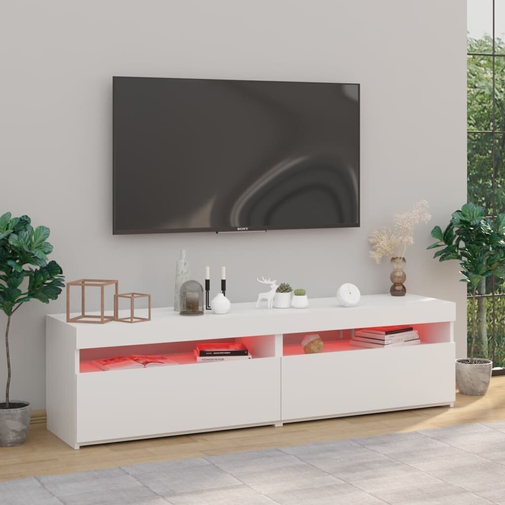 vidaXL TV-tasot 2 kpl LED-valoilla valkoinen 75x35x40 cm hinta ja tiedot | TV-tasot | hobbyhall.fi