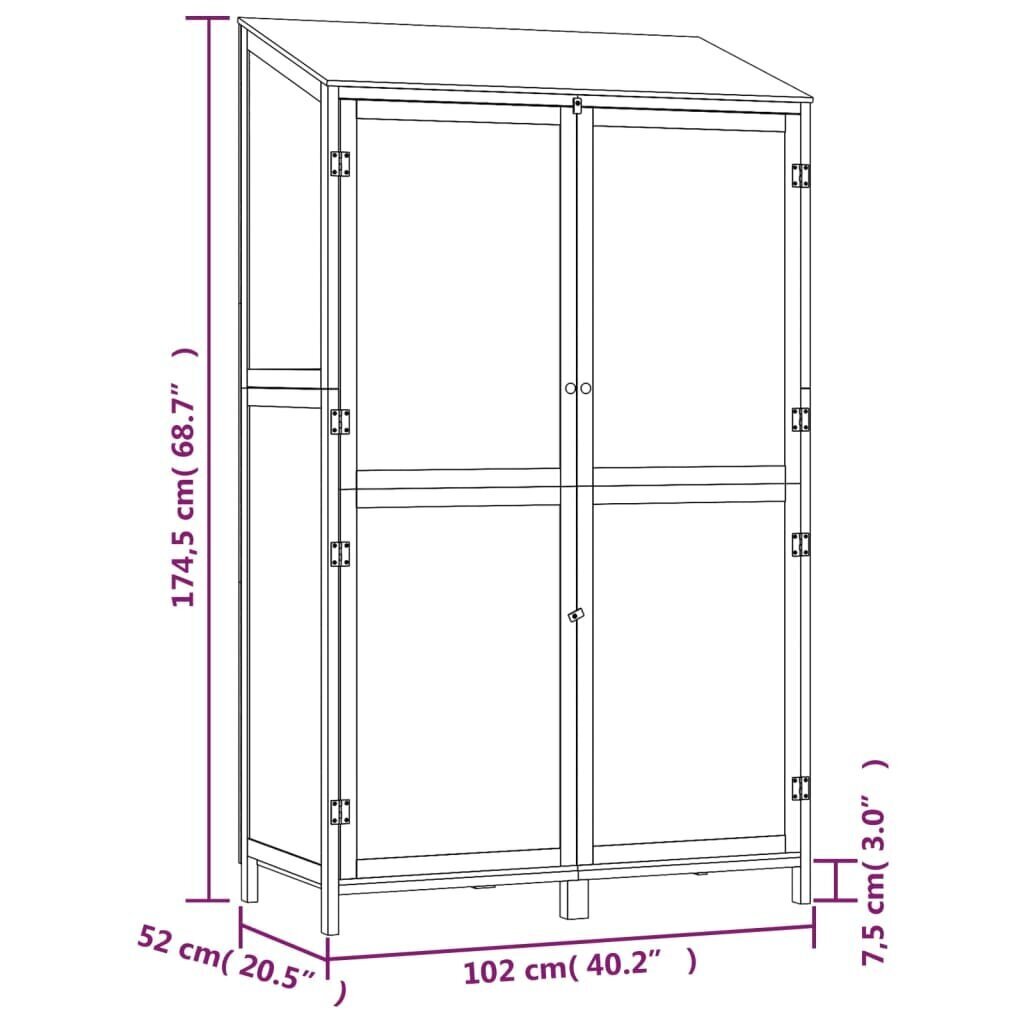 vidaXL Puutarhavaja valkoinen 102x52x174,5 cm täysi kuusi hinta ja tiedot | Piharakennukset | hobbyhall.fi