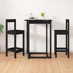 vidaXL Baarituolit 2 kpl musta 40x41,5x112 cm täysi mänty hinta ja tiedot | Ruokapöydän tuolit | hobbyhall.fi