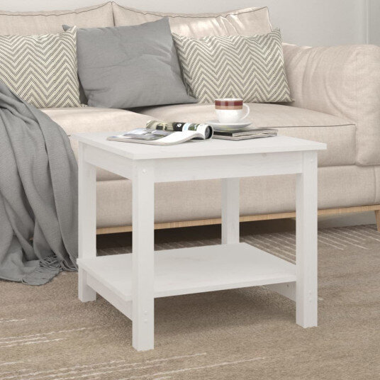 vidaXL Sohvapöytä valkoinen 50x50x45 cm täysi mänty hinta ja tiedot | Sohvapöydät | hobbyhall.fi