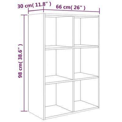 vidaXL Kirjahylly / Senkki harmaa Sonoma 66x30x98 cm tekninen puu hinta ja tiedot | Hyllyt | hobbyhall.fi