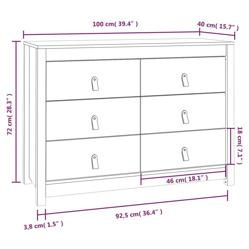 vidaXL TV-taso hunajanruskea 100x40x72 cm täysi mänty hinta ja tiedot | Olohuoneen kaapit ja lipastot | hobbyhall.fi