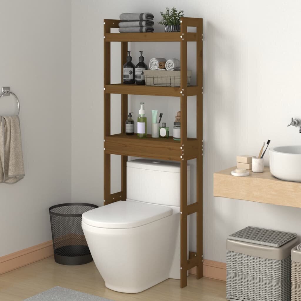 vidaXL WC-teline hunajanruskea 63x26x171 cm täysi mänty hinta ja tiedot | Kylpyhuoneen sisustus | hobbyhall.fi