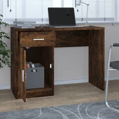 vidaXL Työpöytä laatikolla ja kaapilla savutammi 100x40x73 cm puu hinta ja tiedot | Tietokonepöydät ja työpöydät | hobbyhall.fi